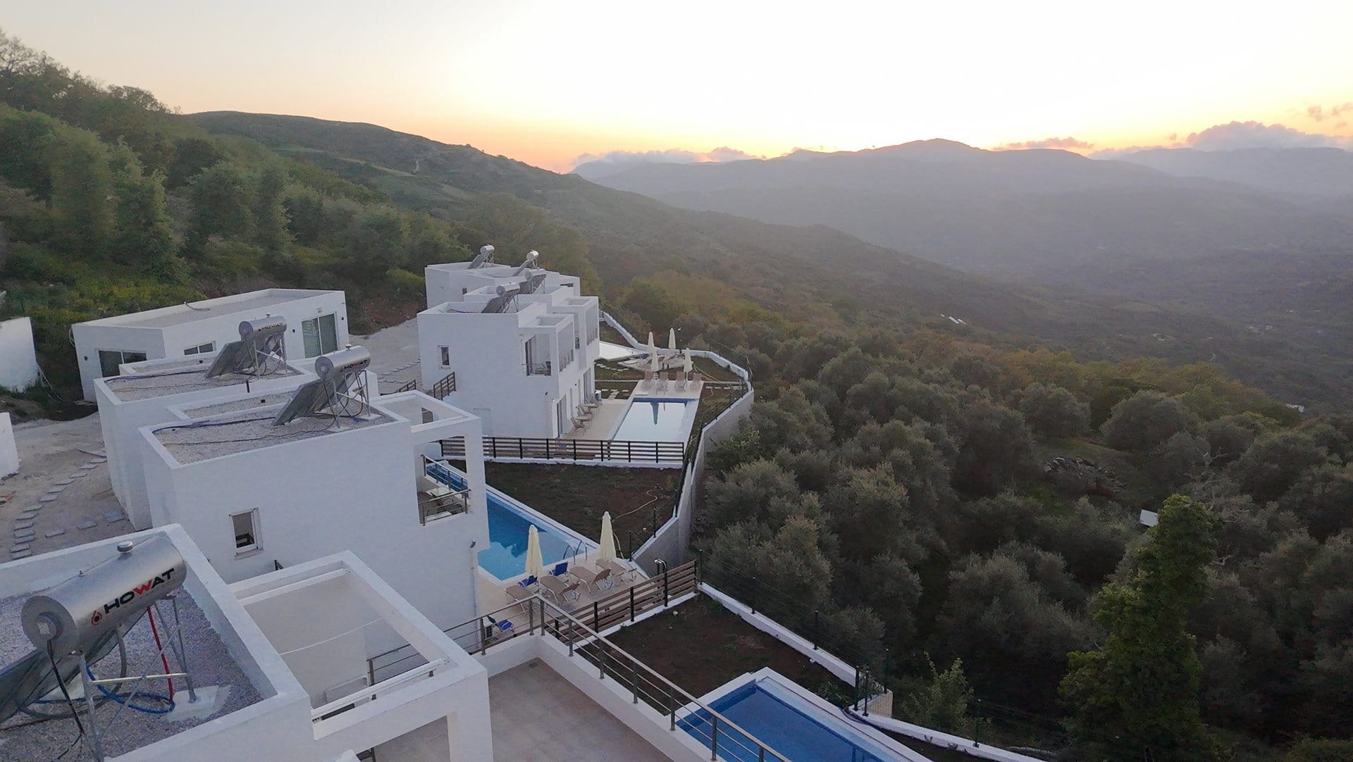 Afternoon aerial photo of the property with the view